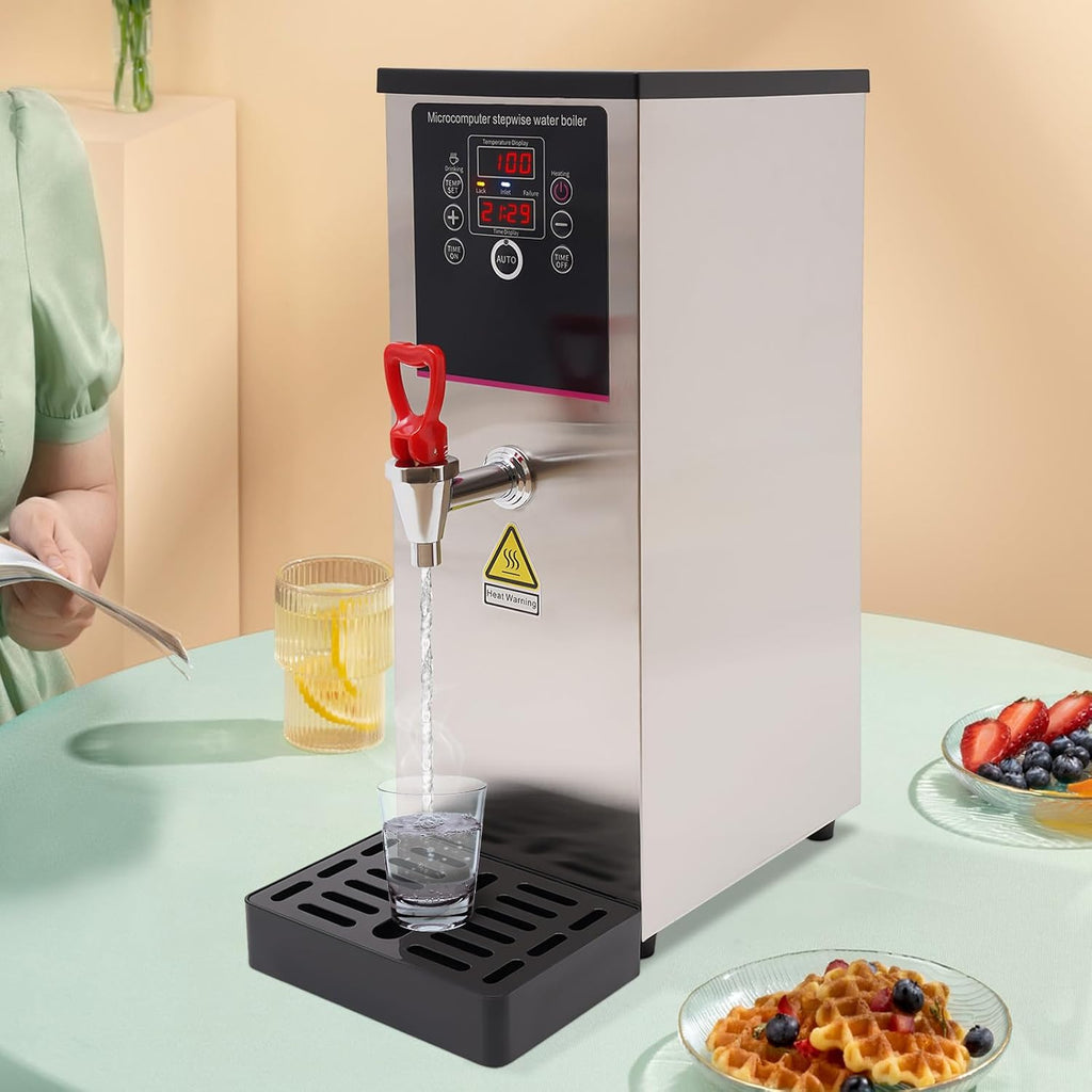 Electric Water Boiler and Dispenser, Commercial Full-Automatic Boiling Water Machine, Stainless Steel Liner and LCD Display for Tea Coffee Shop Dessert Shop Hotel (10L)
