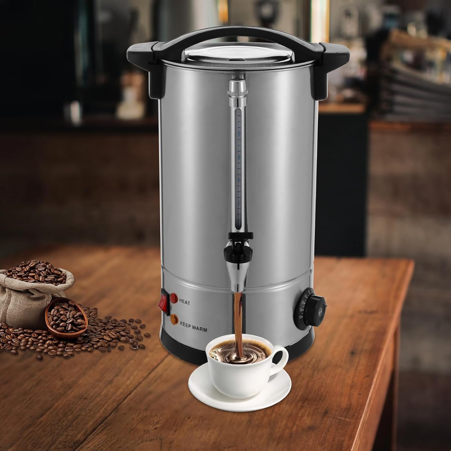 Electric Hot Water Dispenser, Stainless Steel Commercial Water Boiler and Warmer, Coffee Tea Urn, Adjustable Tabletop Tea Coffee Urn for Party Buffet Catering