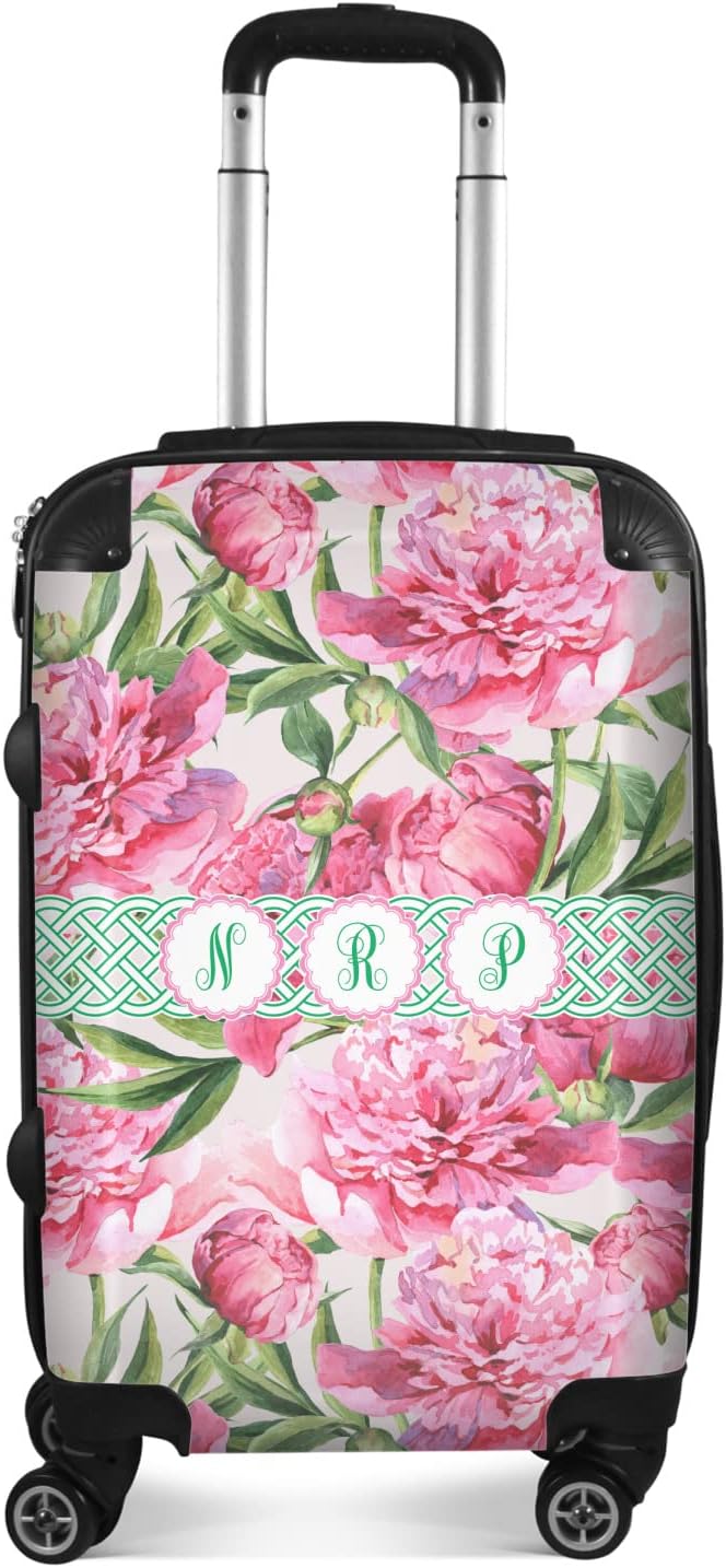 Personalized Watercolor Peonies Suitcase - 20' Carry On