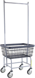 R&B Wire® 100E58/D7 HD Wire Laundry Cart with Double Pole Rack | 2.5 Bushel | Steel Frame with Dura-Seven™ Anti Rust Coated Basket | Commercial | Industrial Bumper | 5' Clean Wheel System™ Casters