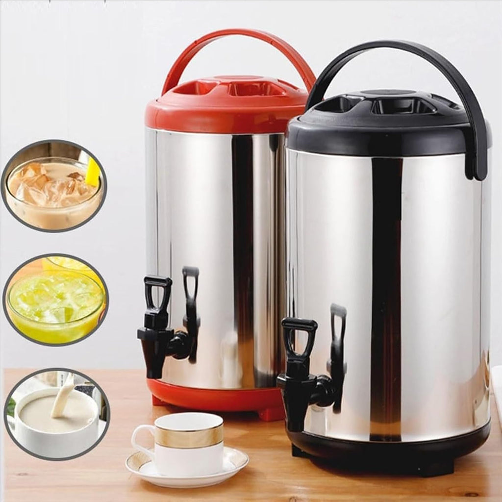 Hot and Cold Water Boiler Dispenser with Faucet 304 Stainless Steel Large Coffee Urn Insulated Barrel 6L/8L/10L/12L for Home Commercial (B 6L)