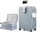 HanTrip Hard Shell Suitcases 28 Inch Large Checked Luggage with Spinner Wheels Cup Holder, Expandable Check in Luggage Lightweight Top Opening Luggage Big Rolling Suitcase with Lock, Silver