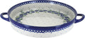 Blue Rose Polish Pottery - Blue Sierra Large Round Baker with Handles - 11' Diameter - Unique, Dishwasher Safe, & Durable Bakeware