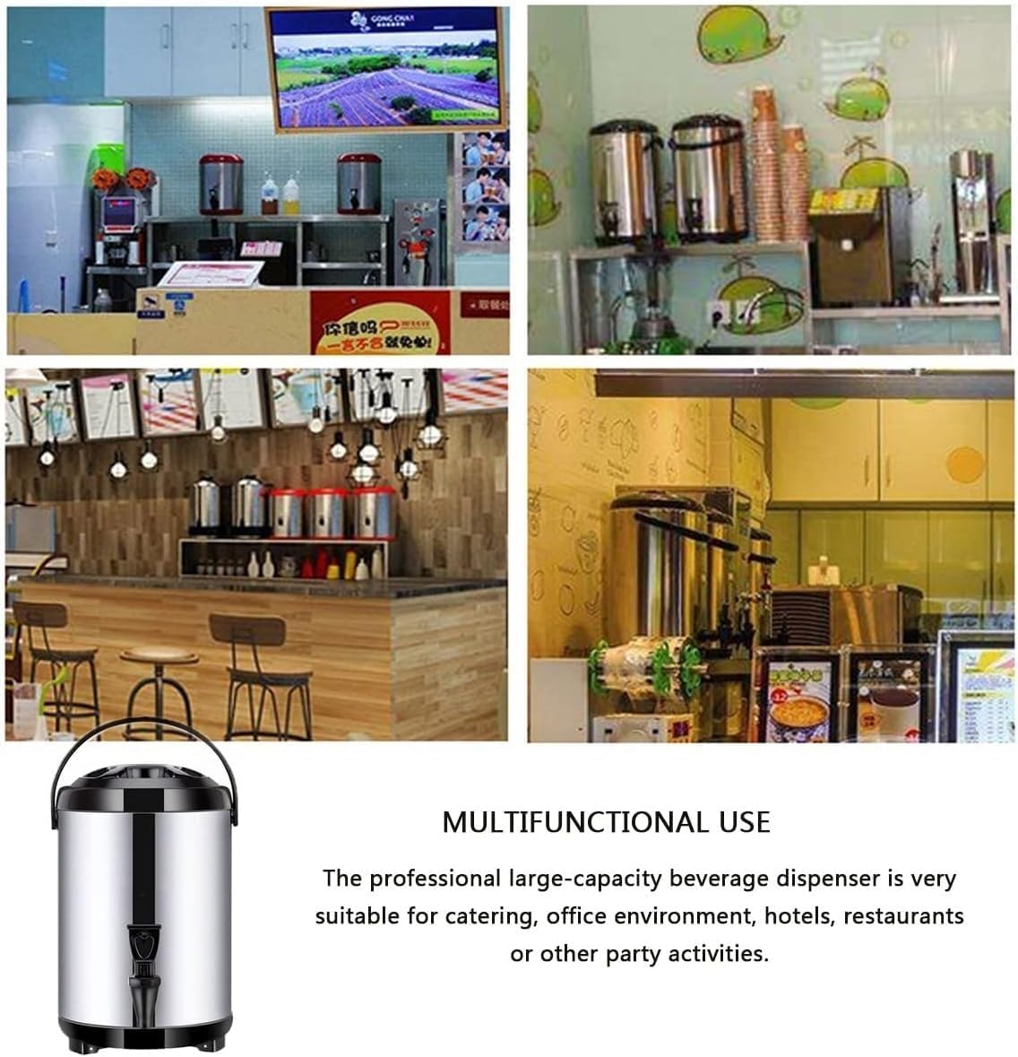 Hot Water Dispenser Kettle 6L Stainless Steel Insulated Barrel with Spigot for Coffee Urn, Milk Tea, and More Boiler Warmer Beverage Bucket with Cover
