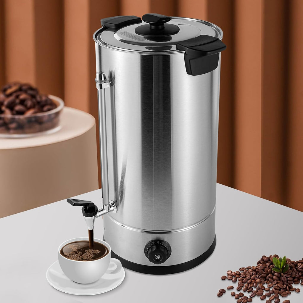 25L Commercial Coffee Maker Stainless Steel Large Coffee Urn with Percolator Electric Hot Water Dispenser for Party Office Wedding