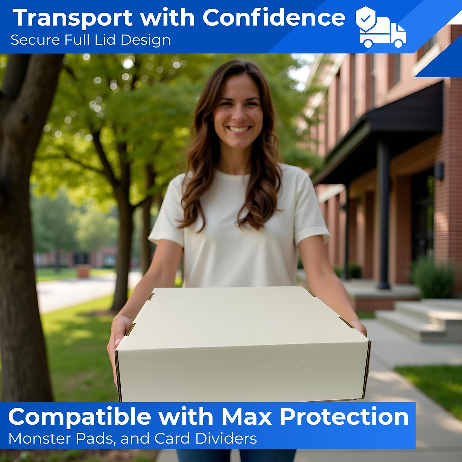 Max Protection 5-Row TCG Card Storage Box - 5000 Count Bulk Card Storage Box for Trading, Sports, Gaming, Baseball Cards - Durable White Corrugated Organizer Boxes 200 lb. - Made in USA (25 Boxes)