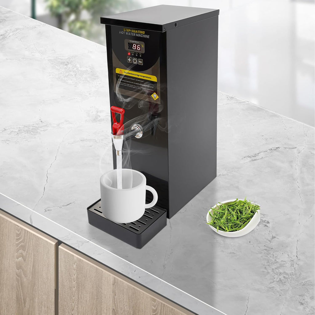 Electric Water Boiler, Step-Heating Commercial Hot Water Dispenser Fast Ready Water Boiler Machine Large Capacity 8L/2.11gal for Tea Milk Restaurant Hotel Caterers, Restaurants, Black