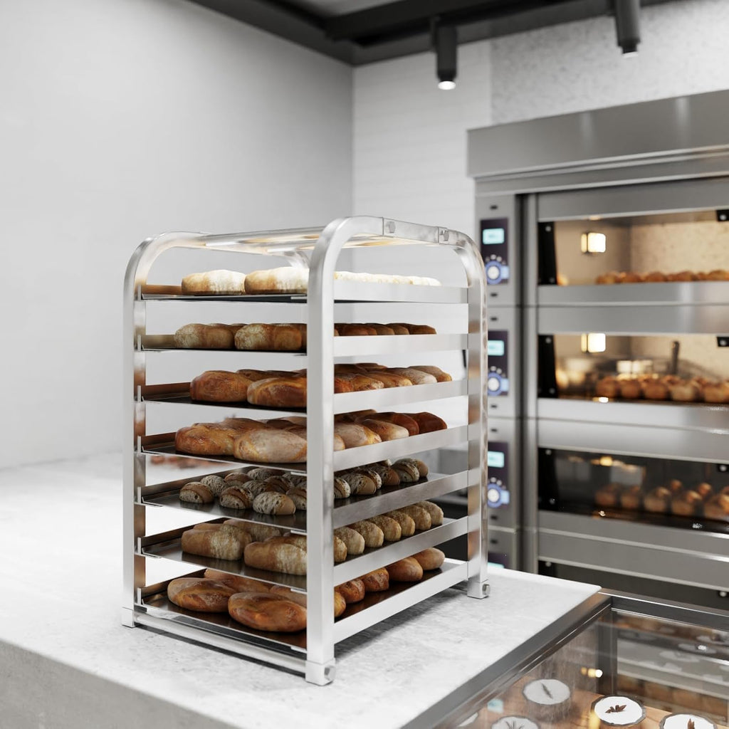 7-Pan End Load Countertop Half Sheet Pan Rack – 15.3' L x 18' D | Bun Pan Rack | NSF Certified | Commercial Baking Organizer