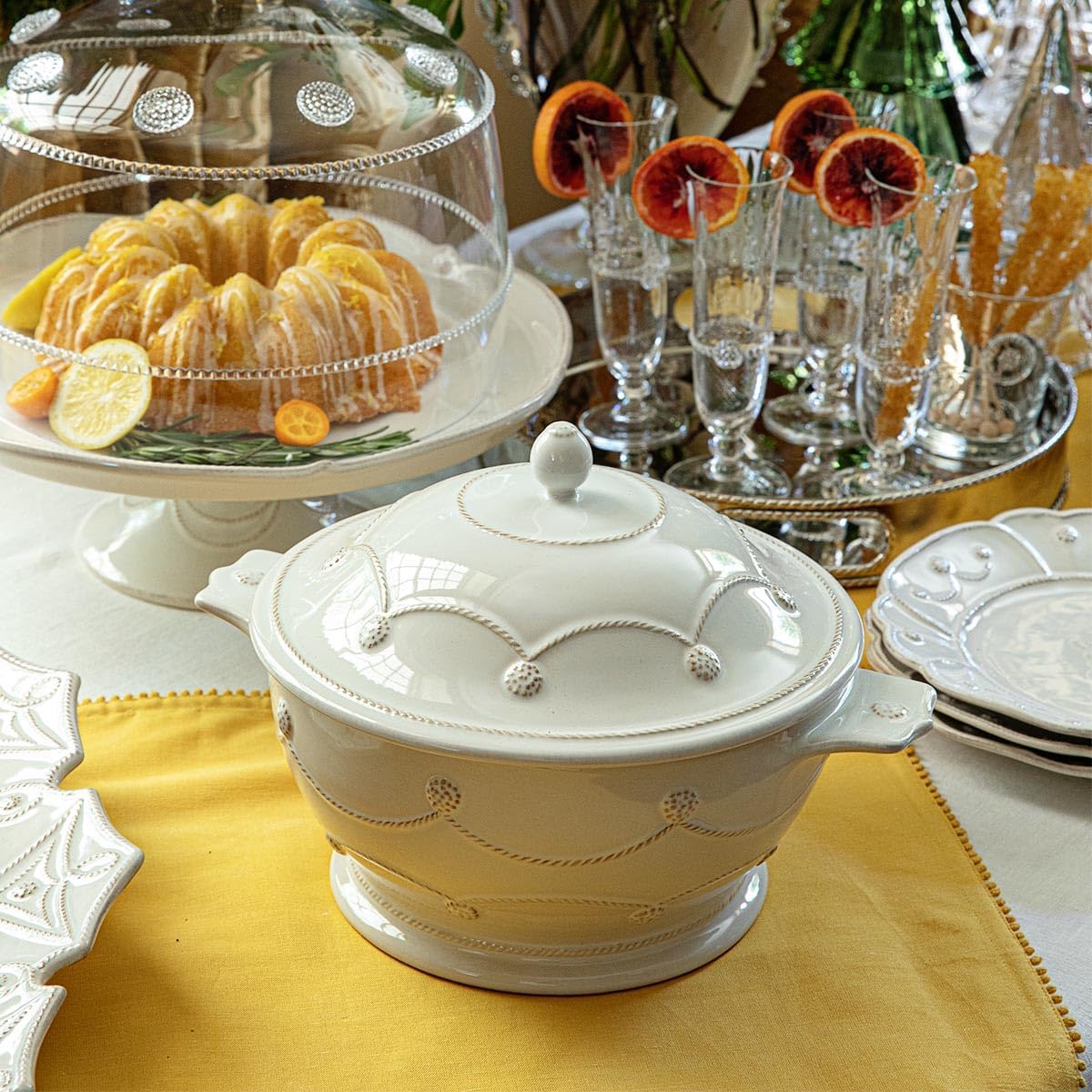 Juliska Berry & Thread Casserole with Lid - Whitewash