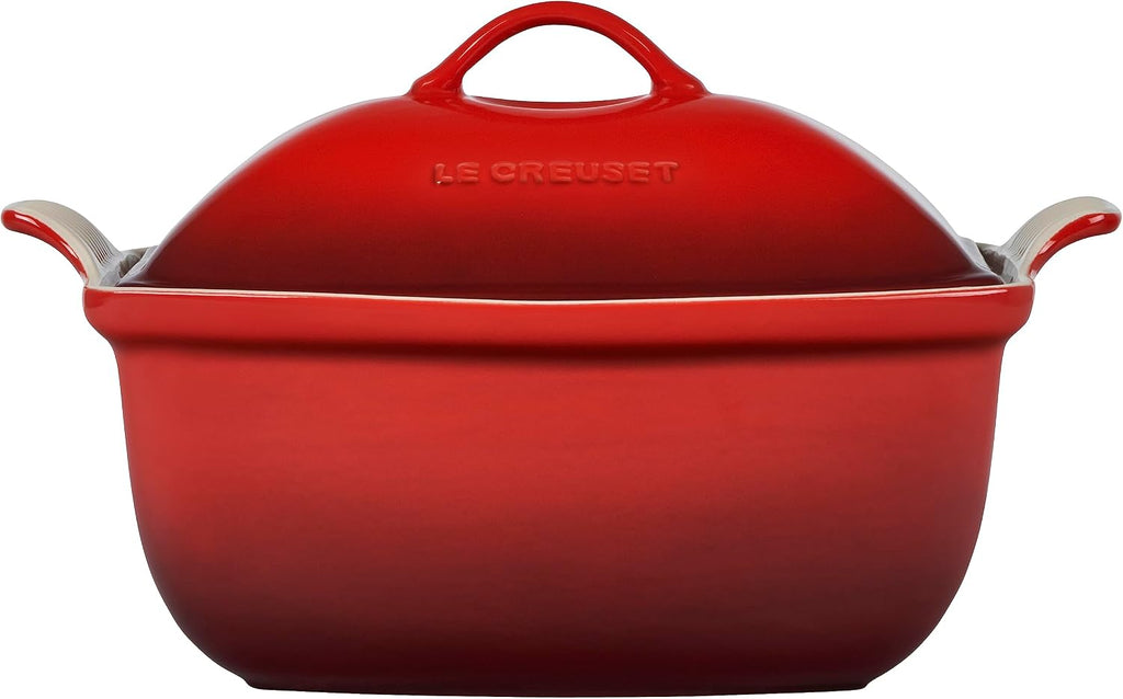 Le Creuset Heritage Stoneware Deep Baker with Lid, 4.5 qt., Cerise
