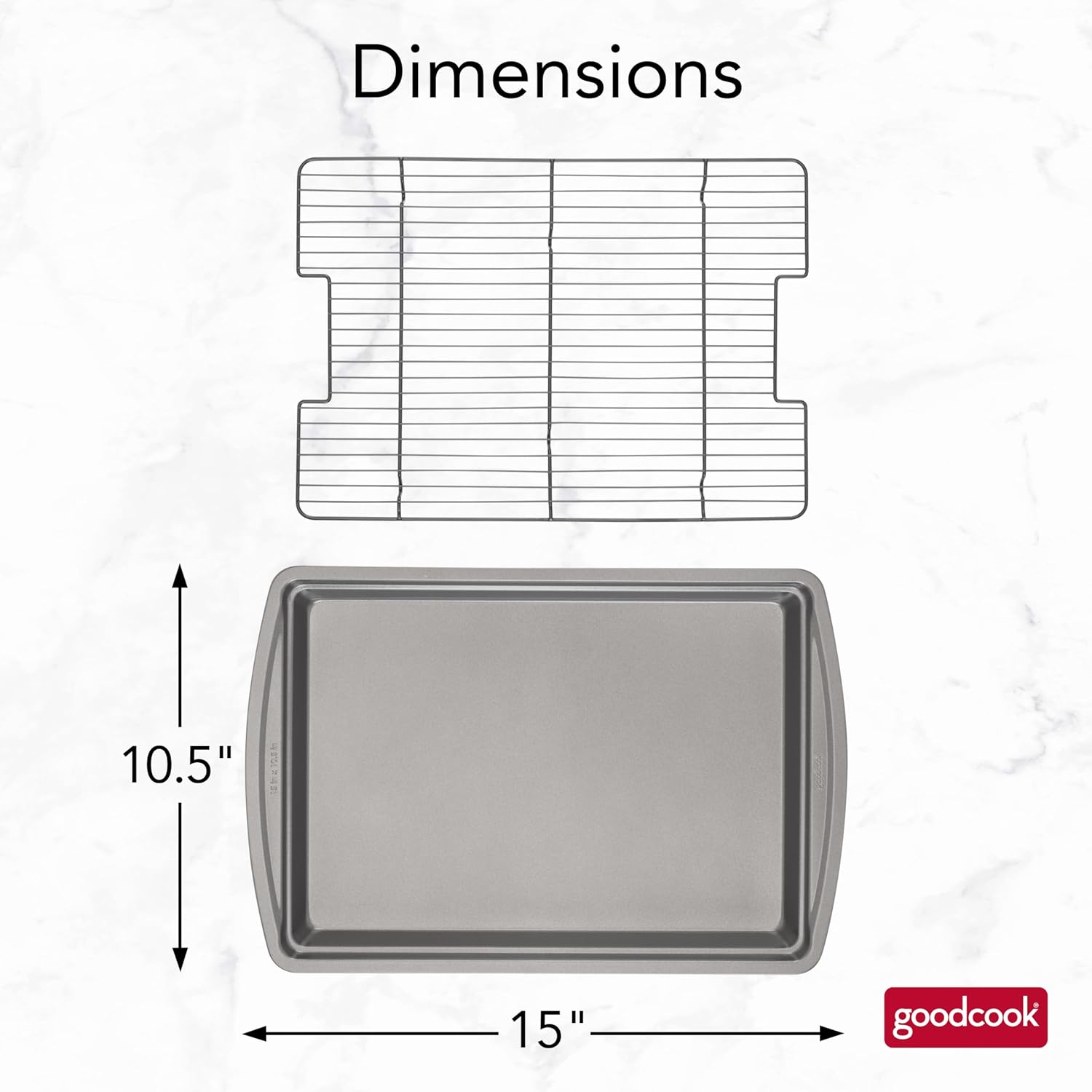 GoodCook 15' x 10.5' Nonstick Carbon Steel Baking Pan & Raised Wire Rack – Pizza Crisper,Crispy Bacon,Multipurpose Cooking Sheet Pan,Cooling Rack,Kitchen Cookware Set,Dishwasher Safe,(Pack of 12)