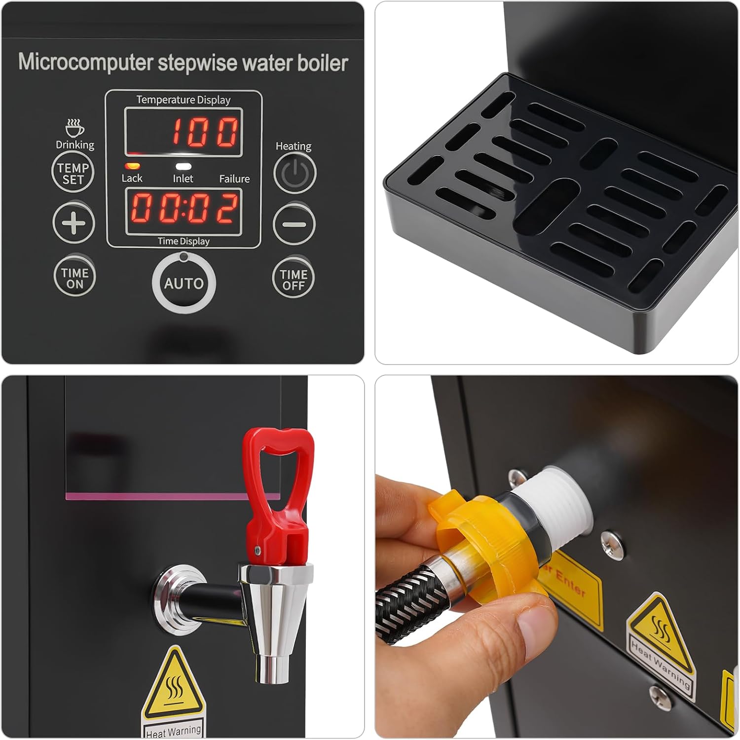 Water Boiler Eletric Commercial,10L Hot Water Dispenser with Smart Digital Display and Timing 2500W 12-Min Rapid Heating for Restaurant, Hotel, Office