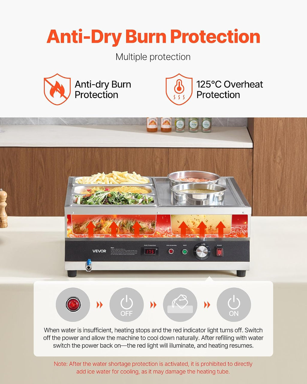 VEVOR Electric Soup Warmer, Two 6.34QT Pots & Three 1/3 Pans, Stainless Steel Commercial Food Warmer with 86~185°F Adjustable Temp, 1500W Bain Marie, Soup Station for Restaurant, Buffet