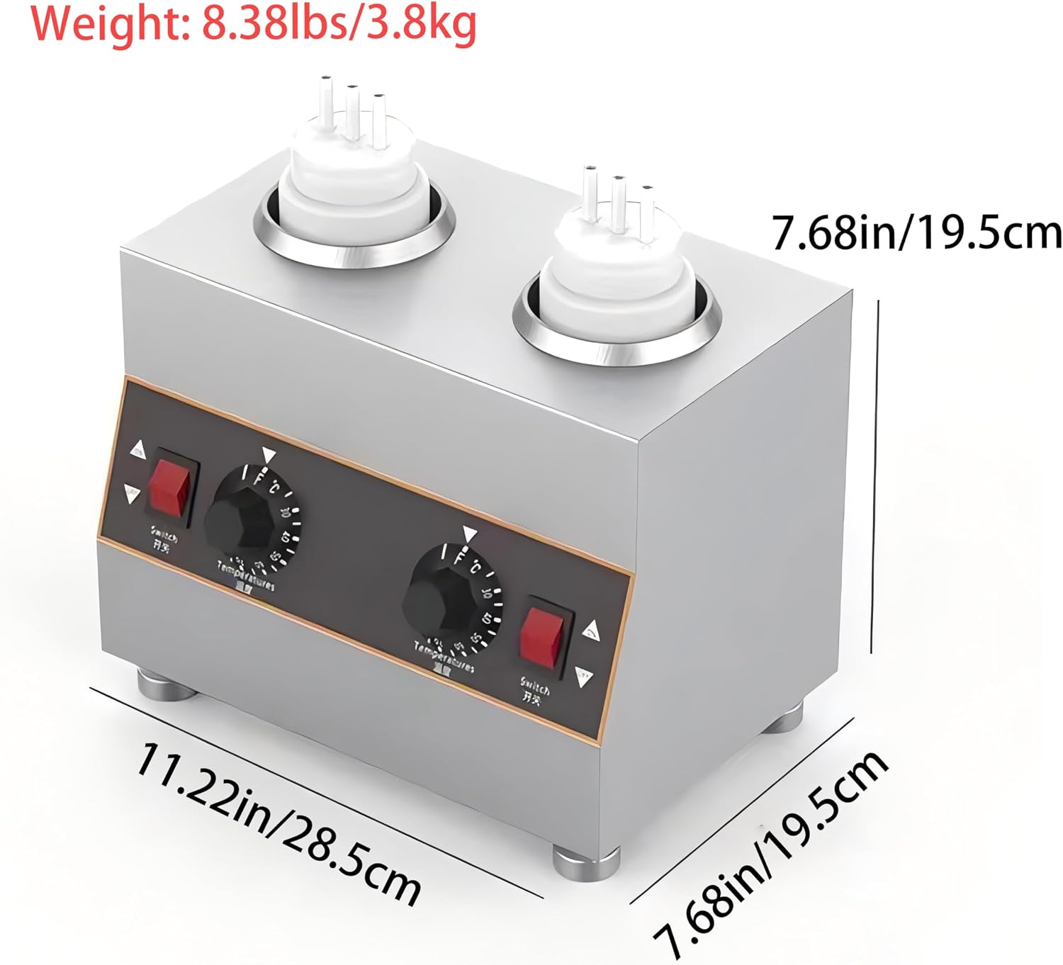 Commercial Electric Sauce Warmer Electric Cheese Sauce Warmer Hot Fudge Warmer Dispenser Cheese Dispenser Warmer with 2 Pump(110v/60Hz)