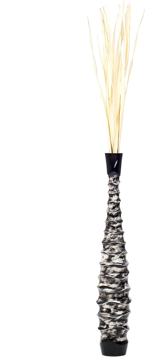 Leewadee Large Black Home Decor Floor Vase - Wooden 34 inch Tall Farmhouse Decor Flower Holder for Fake Plant and Pampas Grass