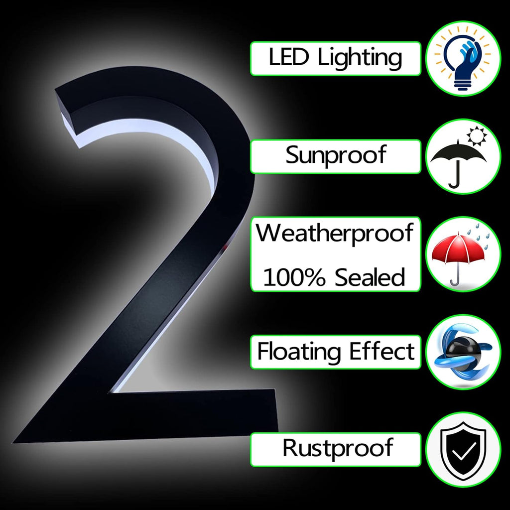 Stainless Steel Illuminated Address Signs For House 20', Backlit LED House Number, Light Up Address Numbers For Outside, Lighted House Numbers For Modern,I