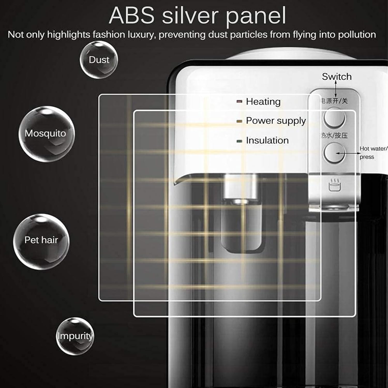 Electric Water Dispenser, Desktop Water Dispenser Cold Hot Ice Water Cooler Heater Drinking Fountain for Home Hotel Coffee Tea Bar (Black Cold/Warm/hot)