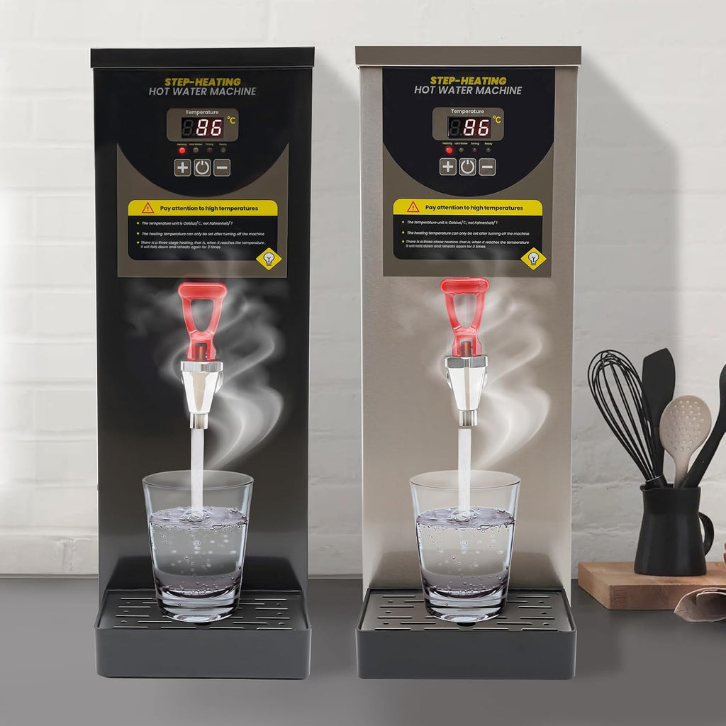 Water Boiler, Step-Heating Commercial Hot Water Dispenser, Adjustable Temperatures Water Boiler and Warmer, Large Capacity 35L/H, for Tea Boba Tea Milk Tea Restaurant Hotel (Black)