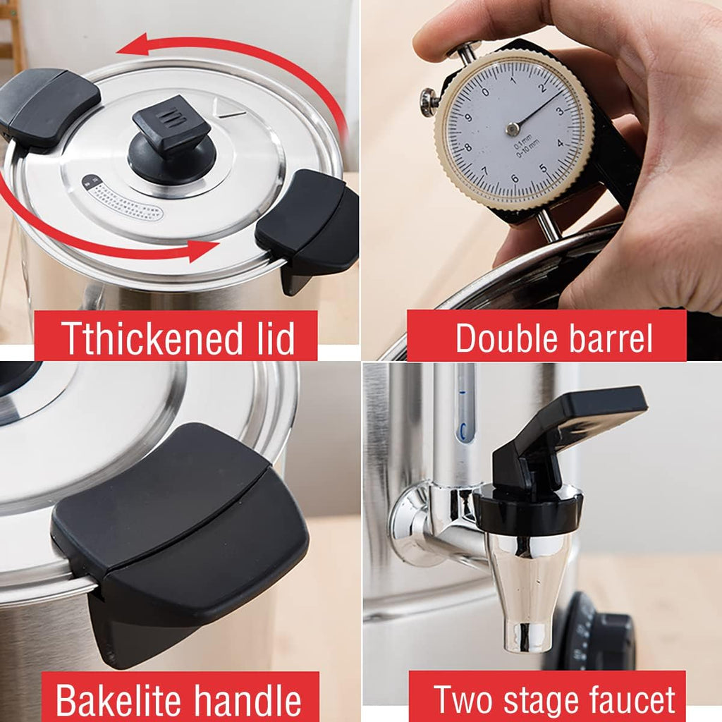 Commercial Catering Boiler, Electric Hot Water Boiler Dispenser, Boiling Water Bucket, 30-110°C Temperature Control Knob, for Brewing/Buffet,16L