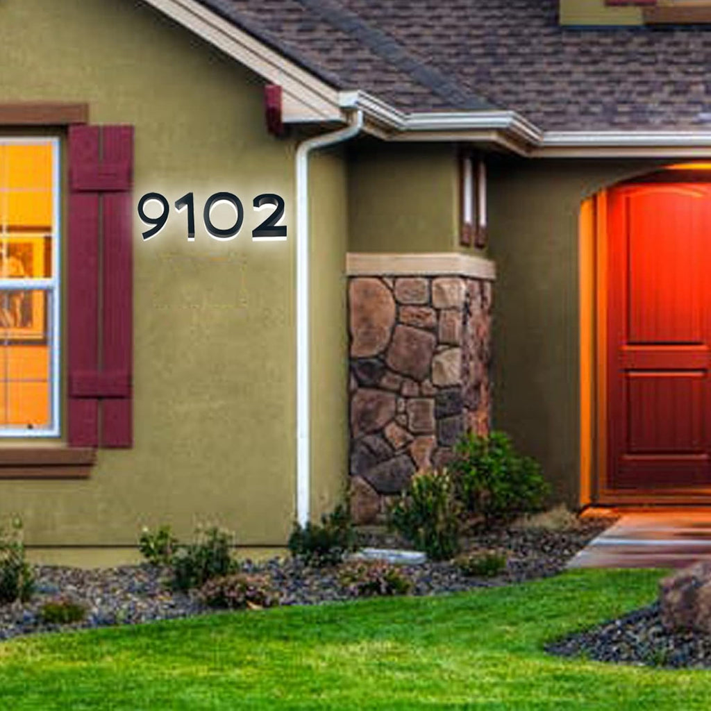 Modern Illuminated LED House Numbers For Outside, Backlit LED Address Numbers For House 16', Large Light Up House Numbers, Lighted Address Signs For Home,P