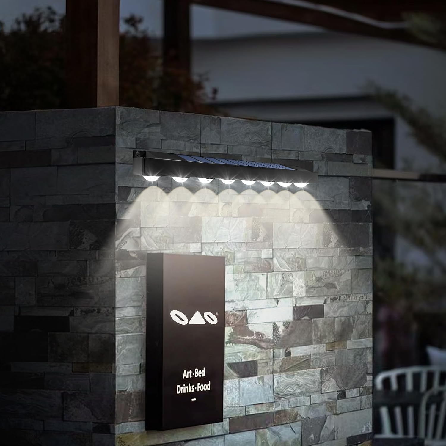 8 Pack Solar Sign Lights Outdoor, Waterproof 4000K Warm White Solar Lights with Dusk to Dawn Sensor, for Real Estate Signs, House Numbers, Address Plaques, Yard, Patio, Porch & Commercial Signs