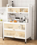 5-Tier Bakers Rack for Kitchen l Sideboard Baker's Storage Cabinet Multifunctional Microwave Stand with Accessories Storage Cabinets with Flip Door for Home(White,80 cm)