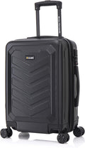 US Army Fox Pro 20 inch Expandable Carry-On Suitcase with TSA Lock for Travel | Lightweight Hardside Luggage with Spinner Wheels, Chevron Icon, Gel Handle, Retractable Trolley, Side Studs | Black