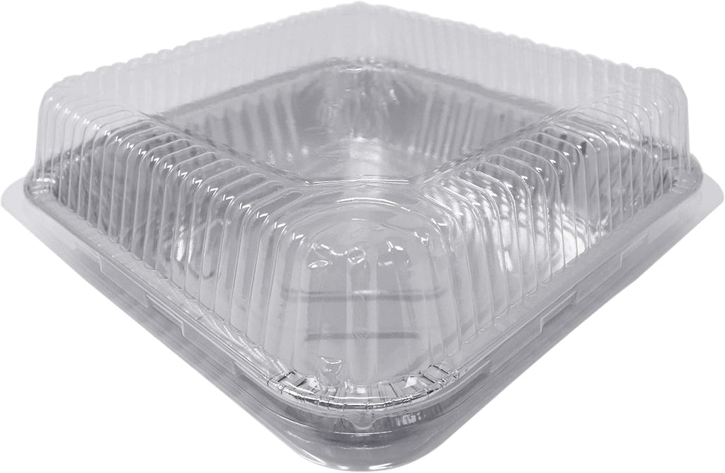 Fig & Leaf (210 Pack) 8' x 8' Square Baking Cake Pans with Plastic Dome Lids | Heavy Duty l Disposable Aluminum Foil Tins l Portable Food Containers l Perfect for Roasting Oven Toaster Cooking