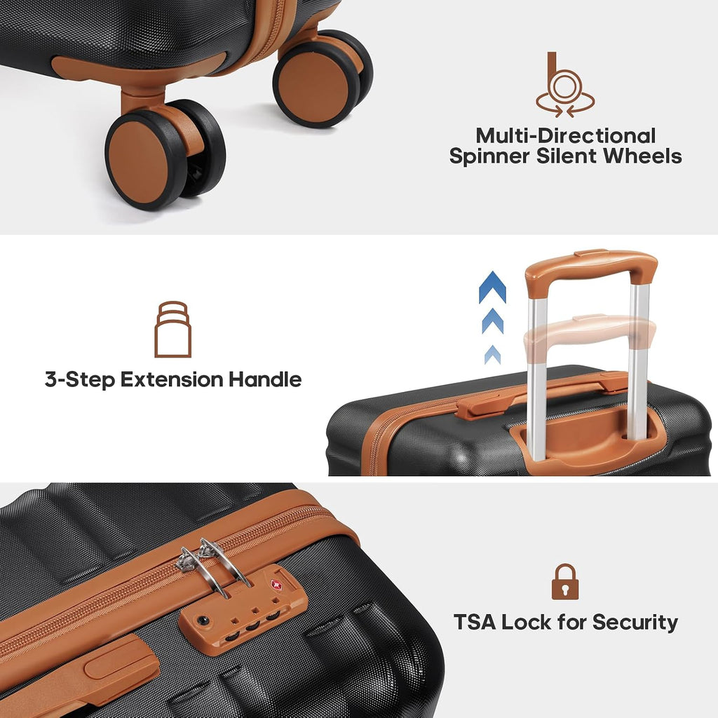 7 Piece Luggage Sets with Premium YKK Zipper, 20/24/28in PC Hardside Suitcase With Spinner Wheels, Luggage Airline Approved, Durable Suitcase Sets with TSA Locks for Travel