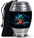Guitar Urn - Memorial Urn - Secure Lid - Burial Urns - Urns for Adult Male Small - Hand Engraved - 10 inch