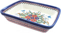 Blue Rose Polish Pottery Floral Butterfly Large Deep Baker