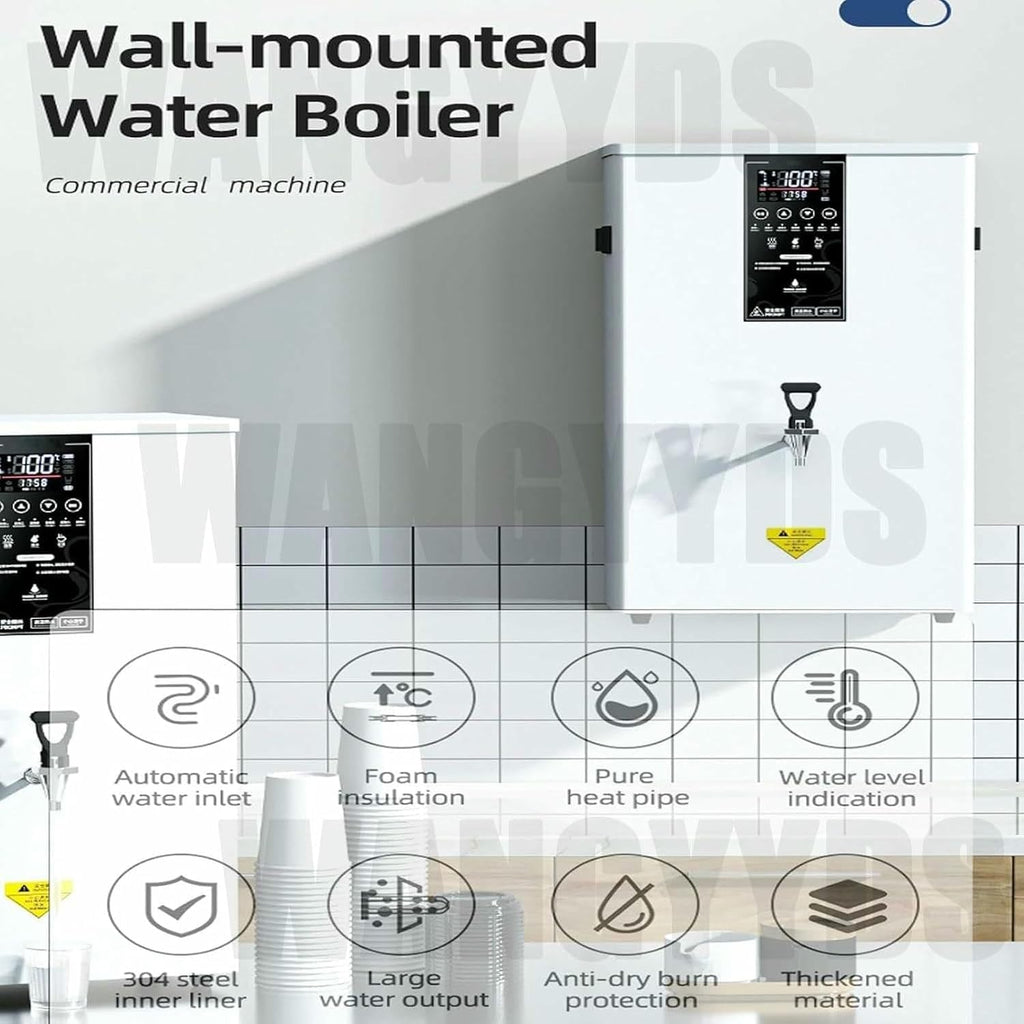 Instant Hot Water Dispenser 50L/60L/80L ot Water Dispenser Automatic Commercial Hot Water Pot - Wall-Mounted Boiler with LCD Display