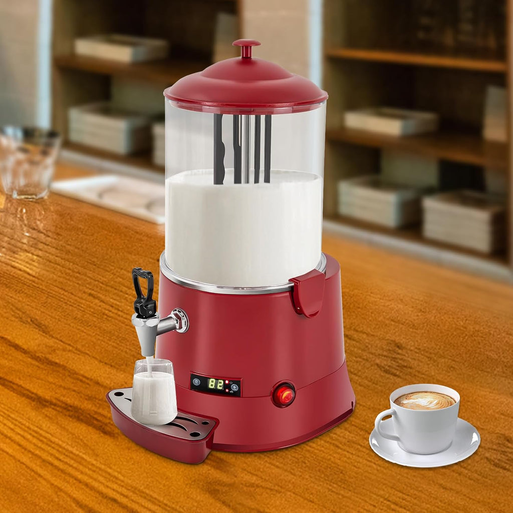 CNCEST 10L Chocolate Melting Machine,400W 110V Commercial Hot Chocolate Maker Machine Chocolate Dispenser Warmer Hot Beverage Warmer for Heating Chocolate Coffee Milktea (Red)