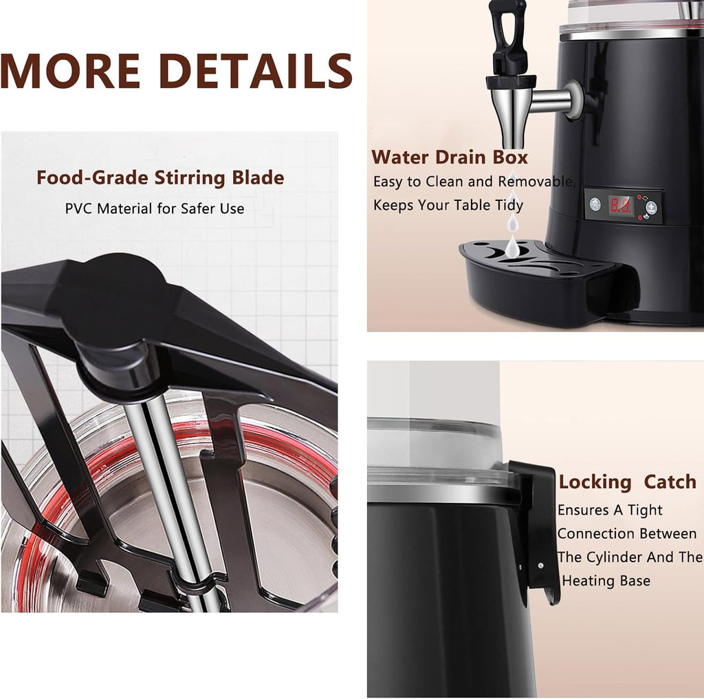 Commercial Hot Chocolate Machine & Beverage Dispenser, 5L/10L Electric Warmer for Coffee, Hot Chocolate, Milk Tea, 600W Chocolate Dispenser Warmer for Cafes & Restaurants,10L