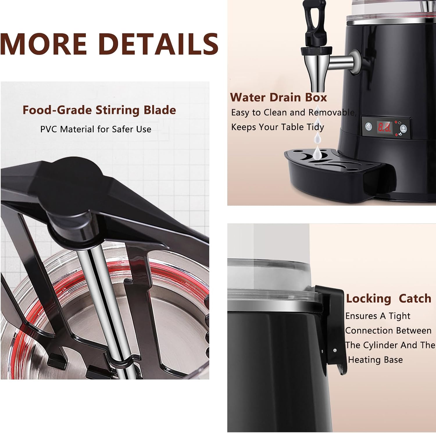 Commercial Hot Chocolate Machine & Beverage Dispenser, 5L/10L Electric Warmer for Coffee, Hot Chocolate, Milk Tea, 600W Chocolate Dispenser Warmer for Cafes & Restaurants,10L