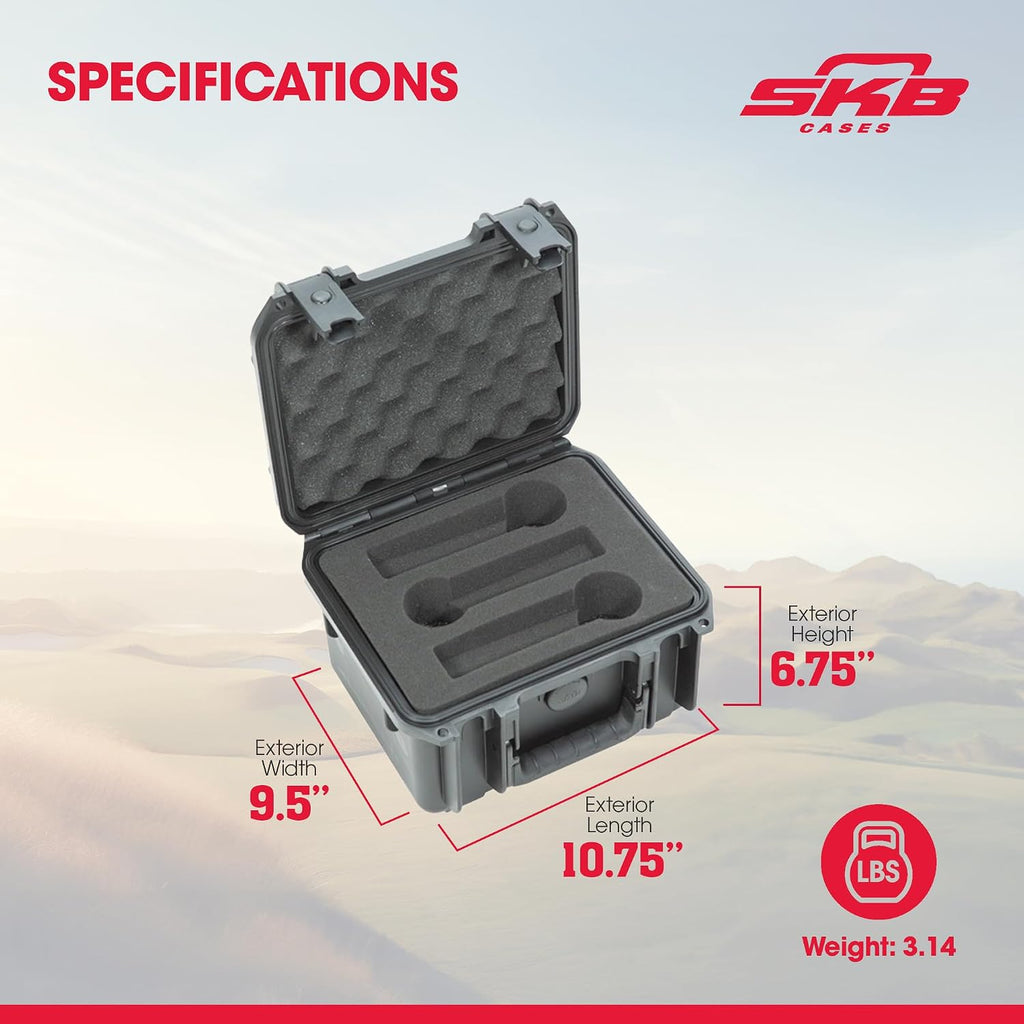 SKB 3I-0907-MC6 Injection-Molded Waterproof Case for Six Microphones - Black