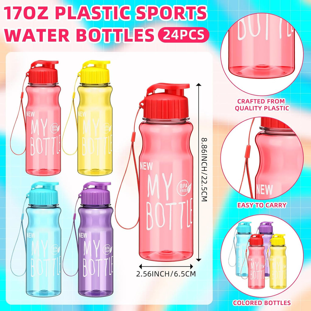 Sweetude 24 Sets 16'' Backpacks Bulk 24 Water Bottle Pencil Pouch School Backpack Set Classic Bookbags for Classroom Supplies(Four Colors,Letter Print)