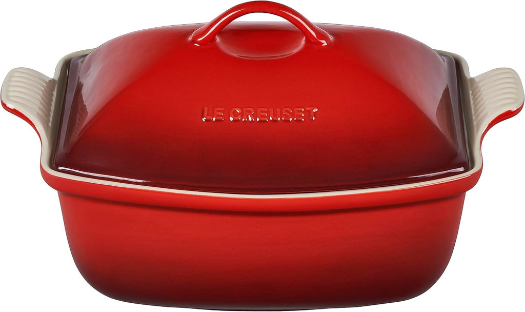 Le Creuset Heritage Stoneware Deep Baker with Lid, 4.5 qt., Cerise