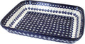 Blue Rose Polish Pottery - Blue Flowering Peacock Medium Rectangular Baker - 12' x 9.75' - Unique, Dishwasher Safe, & Durable Bakeware