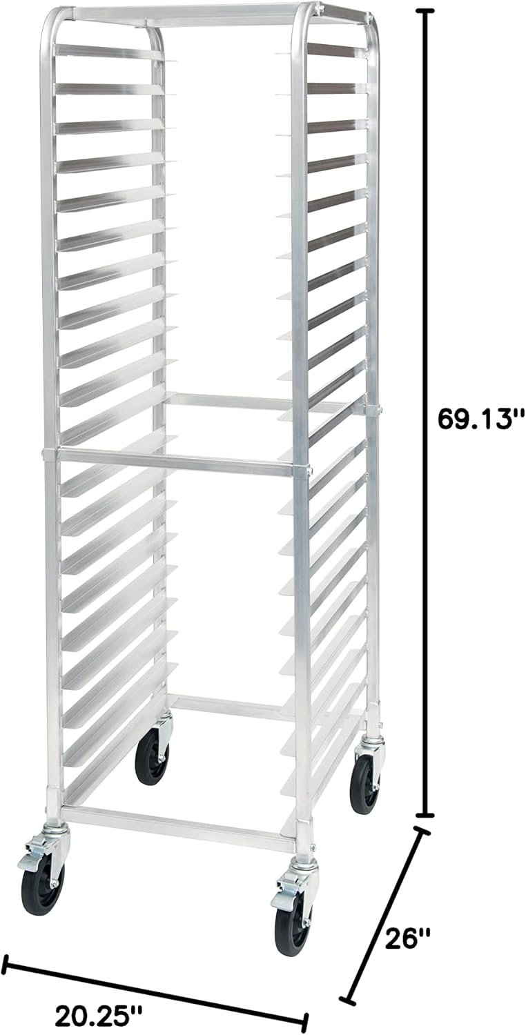 Winco 20-Tier Aluminum Sheet Pan Rack with Brake