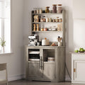 Kitchen Bakers Rack with Storage Cabinet, Microwave Stand with Power Outlets, Coffee Bar Station Shelves for Kitchen Dining Living Room