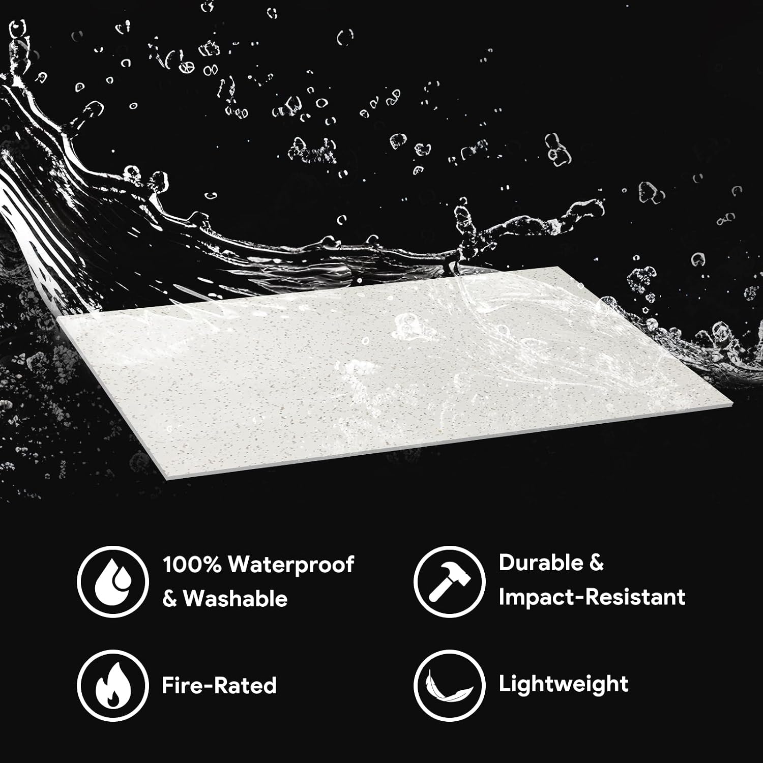 Fasarxiu 2ft x 4ft Printed Pro Ceiling Tiles Waterproof, Washable and Fire-Rated- High-Grade PVC Ceiling Tiles 24'x48' - Easy Drop-in Installation - Case of 10 (80 sq. ft.)