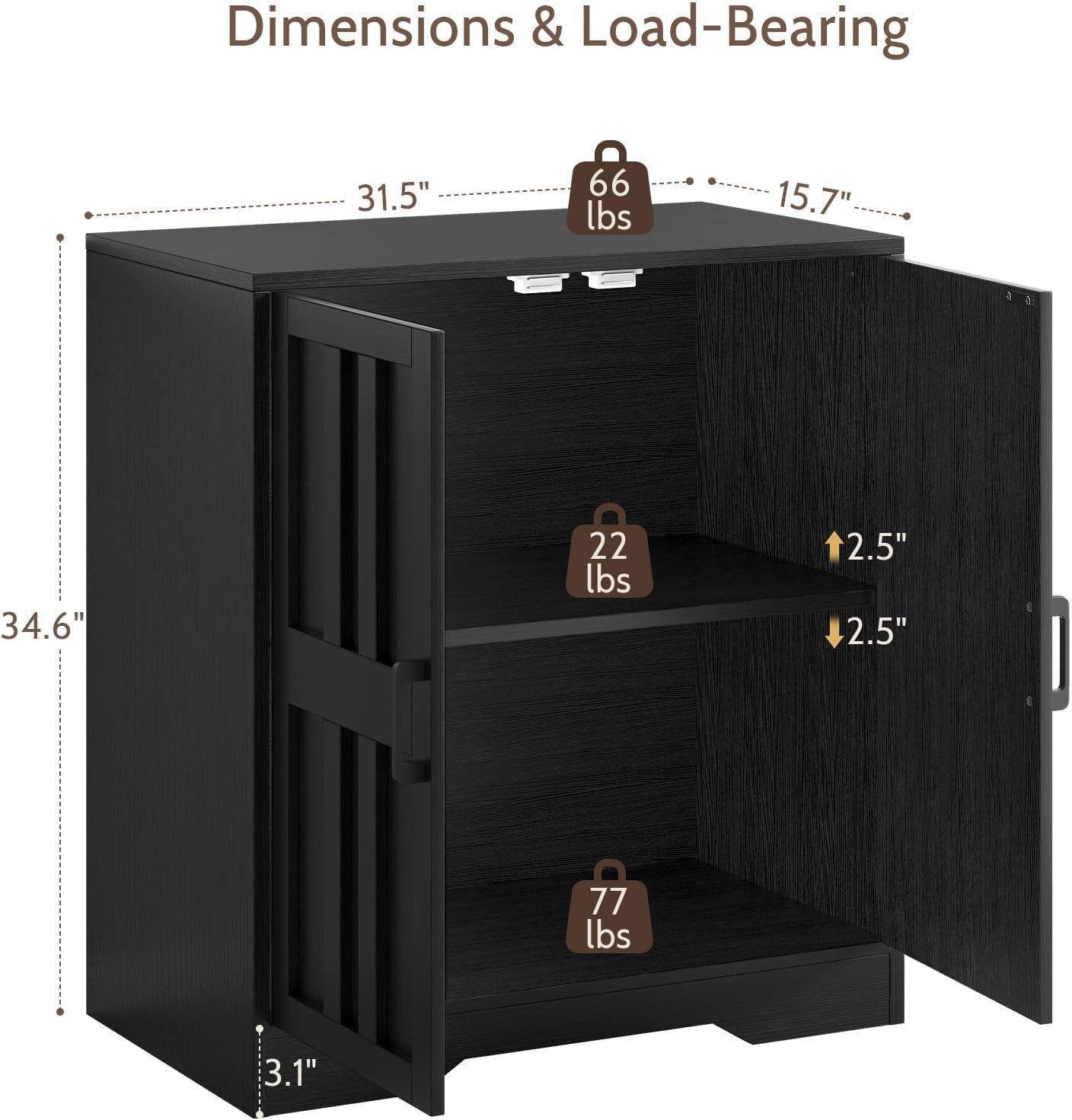 Sideboard Buffet Cabinet, Modern Farmhouse Kitchen Storage Cabinet, Small Modular Accent Cabinet Coffee Station Bar Media Console Table Credenza for Kitchen Dining Room, Living Room Entryway Hallway