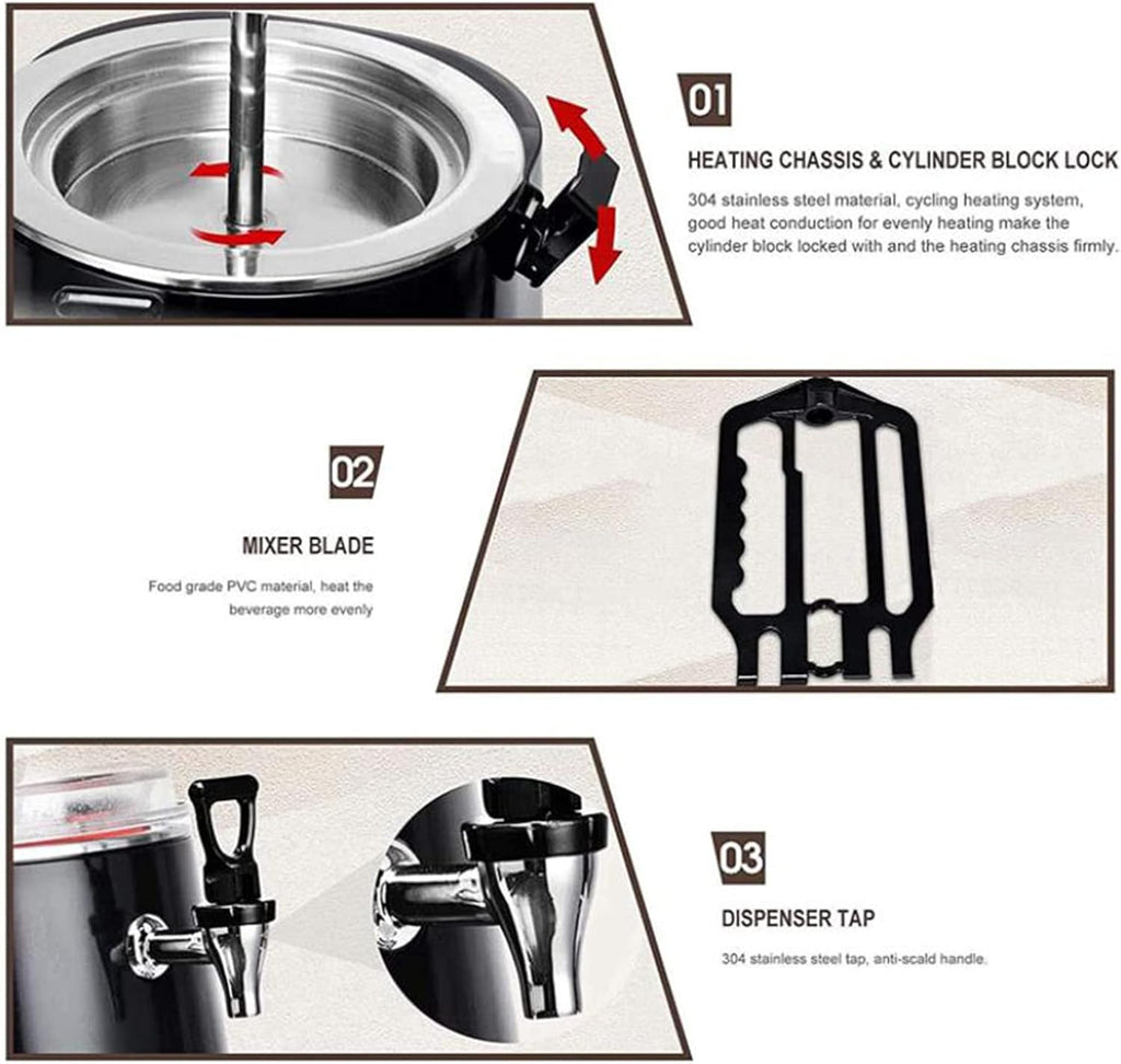 10L Commercial Hot Chocolate Maker, Electric Machine Hot Chocolate Dispenser Warmer, for Heating Chocolate Coffee Milk Tea Juice Tea