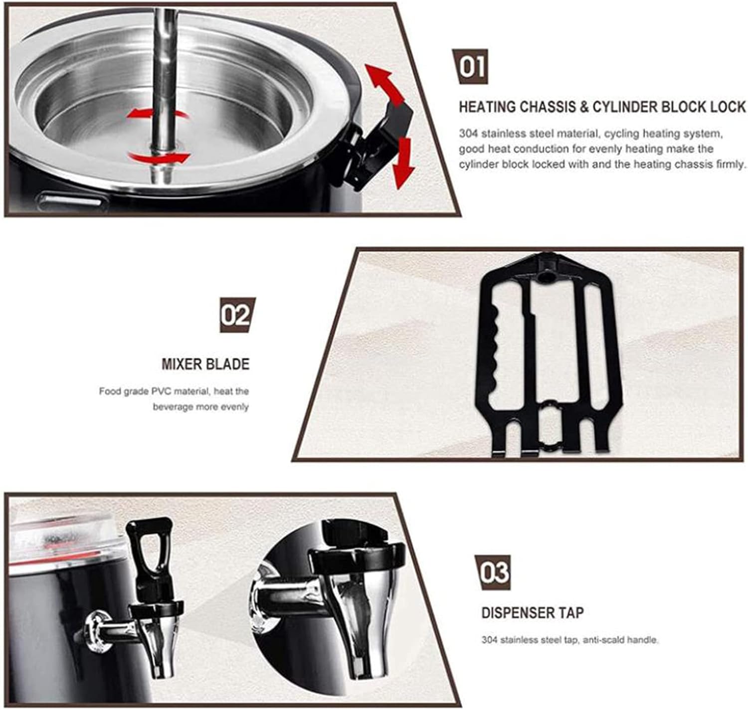10L Commercial Hot Chocolate Maker, Electric Machine Hot Chocolate Dispenser Warmer, for Heating Chocolate Coffee Milk Tea Juice Tea