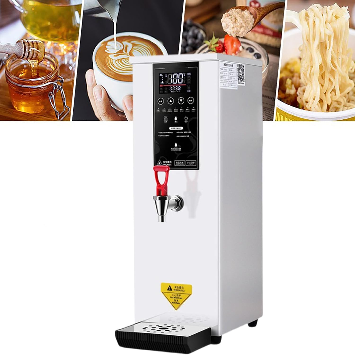 8l Large Commercial Hot Water Dispenser, Stainless Steel Hot Drink Dispenser, Water Output: 60l/H + One-Time Water Output: 8l, for Catering, Office, Parties,White