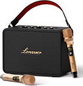18000mAh Rechargeable 120W Loud Bass Retro Portable Karaoke Machine Bluetooth Speaker with 2 Wireless Microphones AUX Guitar Input for Adults (Black)