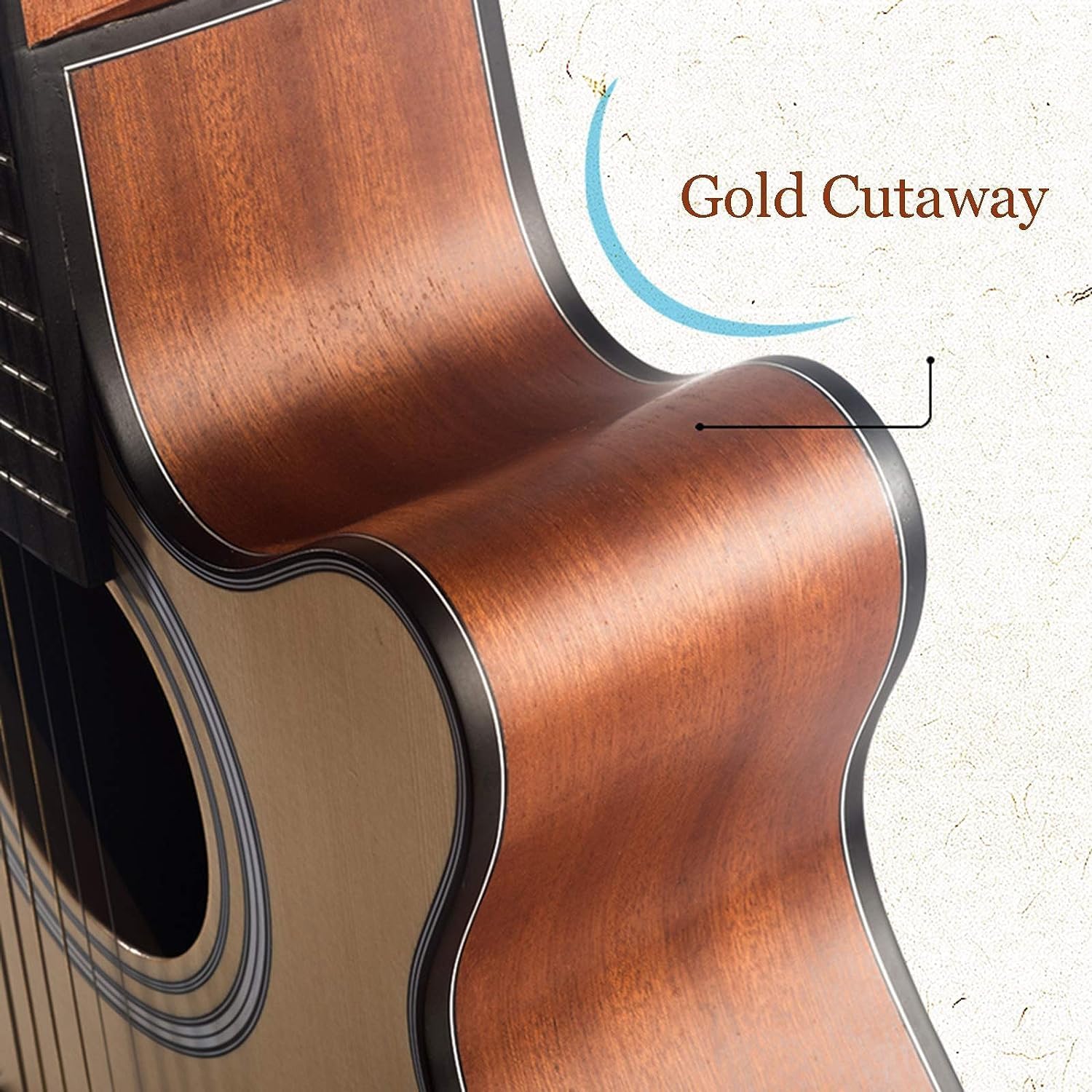 Guitar Acoustic Full Size 4/4 Guitar Cutaway Beginner Adult Guitar 40/41 Inch Kit with Gig Bag Strap Strings Capo Picks (Size:40 inches,Color:Brown)