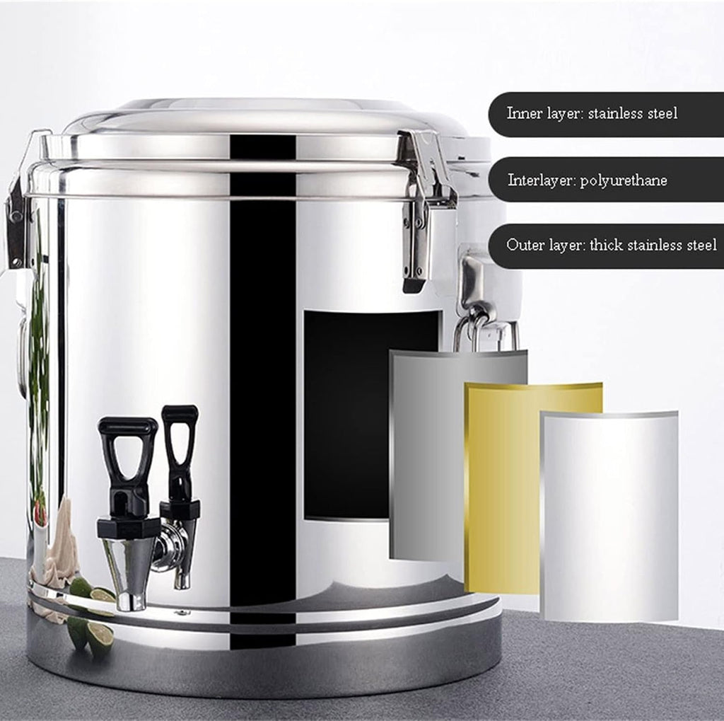 Drink Dispenser Beverage Dispenser Hot Water Dispenser Insulated for Tea, Tea Ice Bucket Beverage Warmers Drink Dispenser Stainless Steel Urn for Coffee Water for Parties buffets Hotels