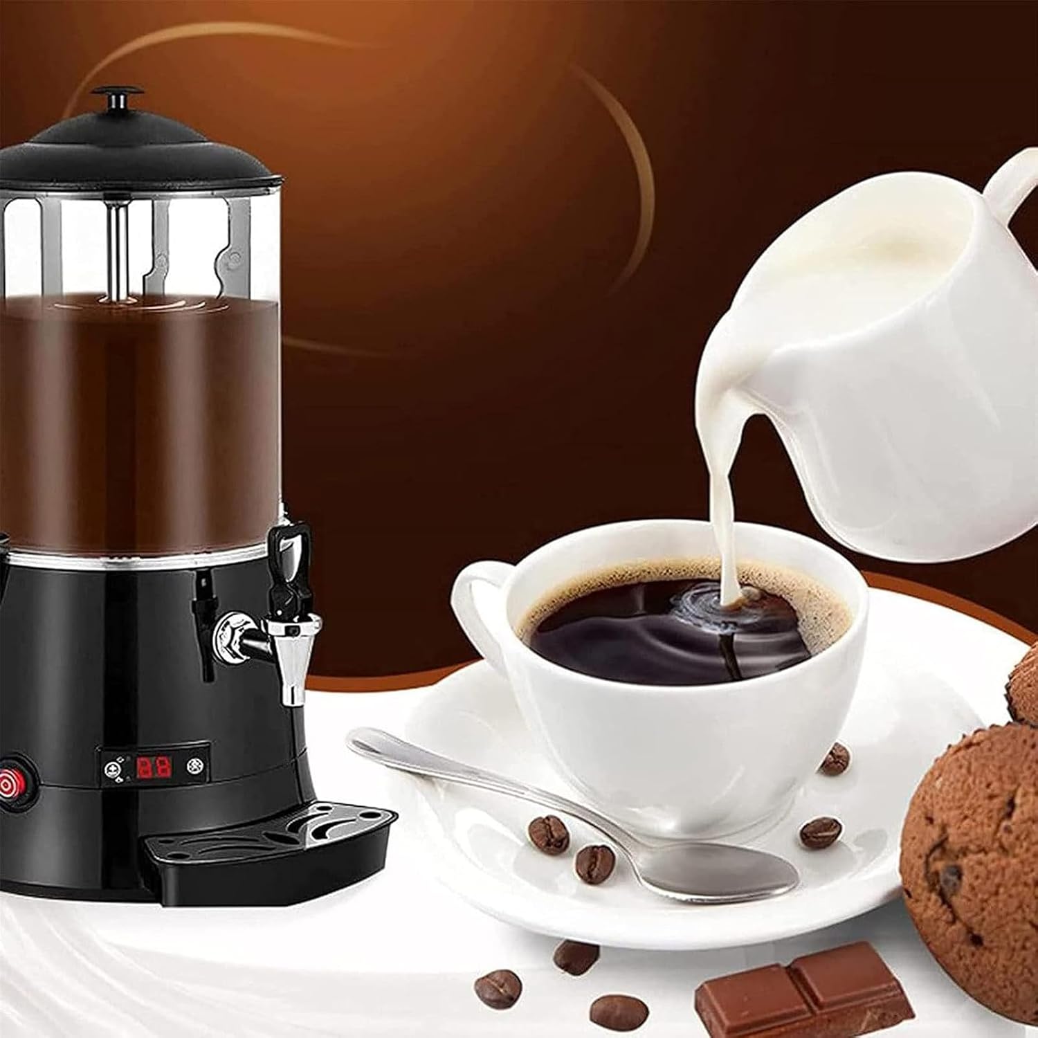 Chocolate Dispenser, Electric Hot Chocolate Warmer Machine with LED Display (30℃-90℃), Ideal for Heating Chocolate, Coffee, Milk, Tea, and Juice